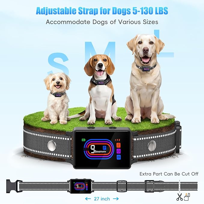 3 Pack Dog Bark Collar, 2025 Bark Collar for Large Medium Small Dogs 5-130 lbs - Smart Rechargeable Anti-Barking Training Collar with 10 Adjustable Sensitivity-Bark Collar with Shock Beep Vibratio