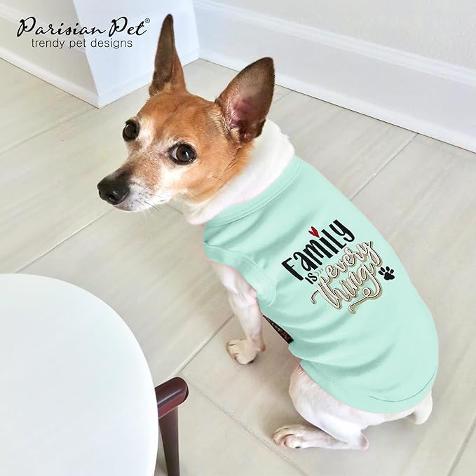 Parisian Pet Unisex Dog Tshirt - Embroidered “ Family is Everything “ Dogs Apparel - Breathable and Lightweight Doggy Clothes - Sleeveless Dog Tee Shirts - Machine Washable Shirt for Large Dogs - XL