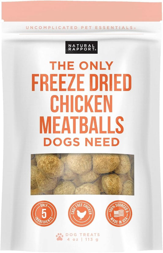 Natural Rapport Chicken Meatball Treats - The Only Chicken Meatballs Dogs Need - All Natural for Small & Large Dogs (4 oz)