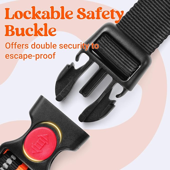 rabbitgoo Dog Harness for Large Dogs, No Pull Pet Harness with Soft Padded Handle, Adjustable Reflective Vest with 3 Buckles, Easy Walking Harness with 2 Leash Clips, Orange, L