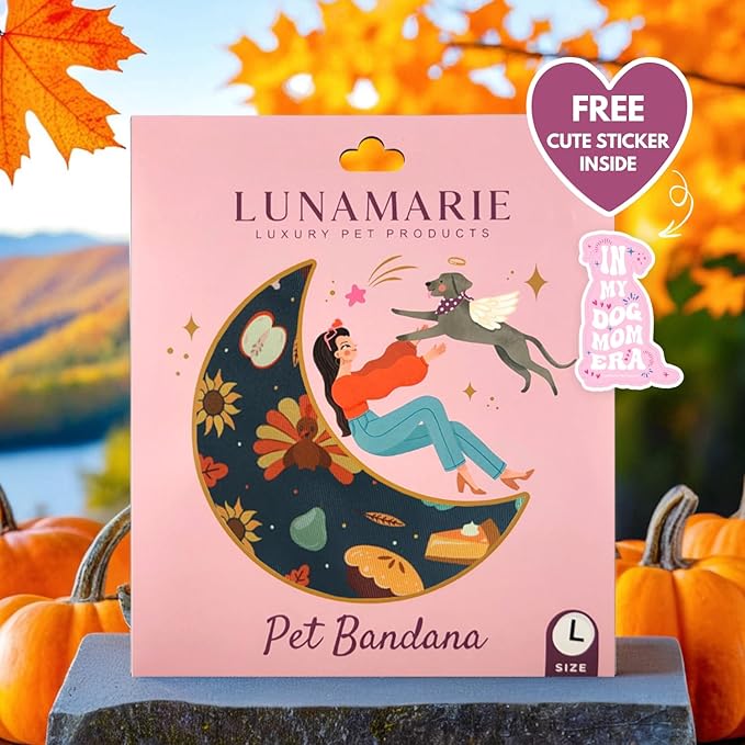 Luxury Pet Birthday Bandanas -Premium & Silky Poly Fabric | 100% Handmade | Custom Shape Dual Layered (Thanksgiving, Large)