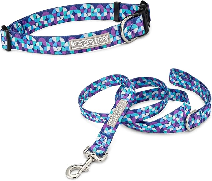 Lucky Love Dog - Adjustable Dog Collar and Leash Set with Easy Click Buckle for Small to Large Dogs, Durable, & Comfortable Collar for Male & Female Dogs, Puppies & Adult Ones - Jasper Combo, XL