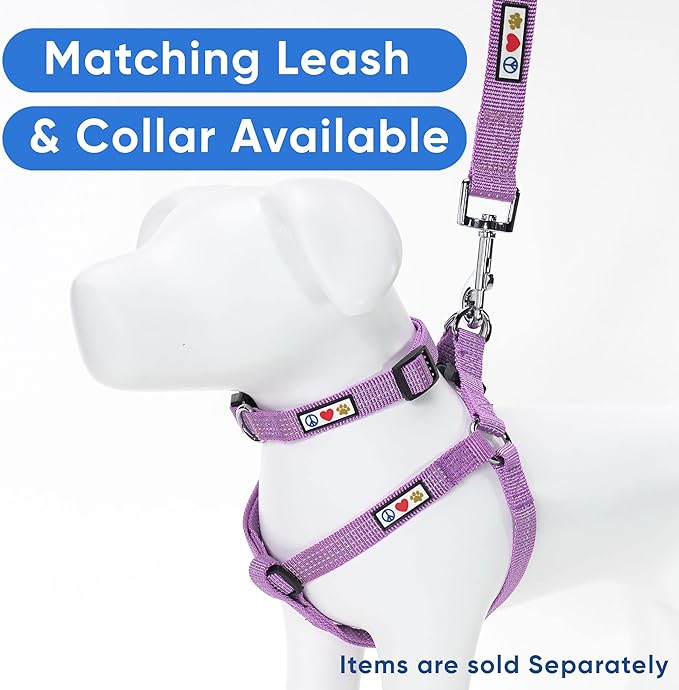 Pawtitas Pet Soft Adjustable Step-In Reflective Puppy / Dog Harness Small 5/8 Inch Purple Orchid