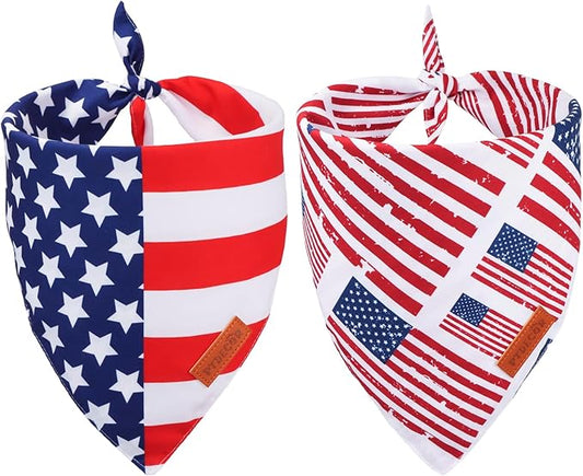 PTDECOR American Flag Dog Bandana 4th of July Dog Bandanas Reversible Triangle Patriotic Bandanas for Large and Extra Large Dogs Pets (Flag, X-Large)