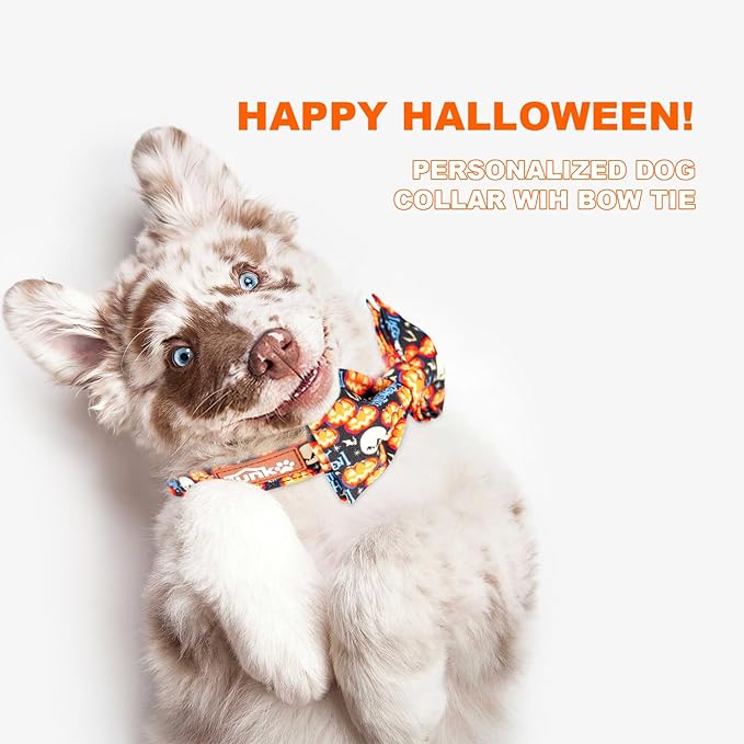 Tunkoo Happy Halloween Dog Collar with Pumpkin - Durable, Adjustable, and Stylish Pet Collar Available in Small, Medium, Large S