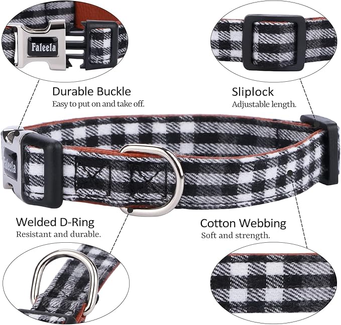 Faleela Soft &Comfy Bowtie Dog Collar,Detachable and Adjustable Bow Tie Collar,for Small Medium Large Pet (Medium (Pack of 1), Black and Whit)