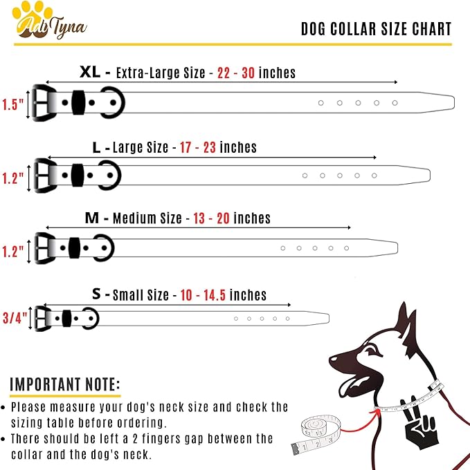 ADITYNA Heavy Duty Red Leather Dog Collar for Large Dogs - Soft and Strong Leather Collar for Walking and Training