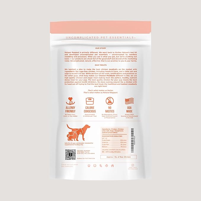 Natural Rapport Chicken Meatball Treats - The Only Chicken Meatballs Dogs Need - All Natural for Small & Large Dogs (4 oz)