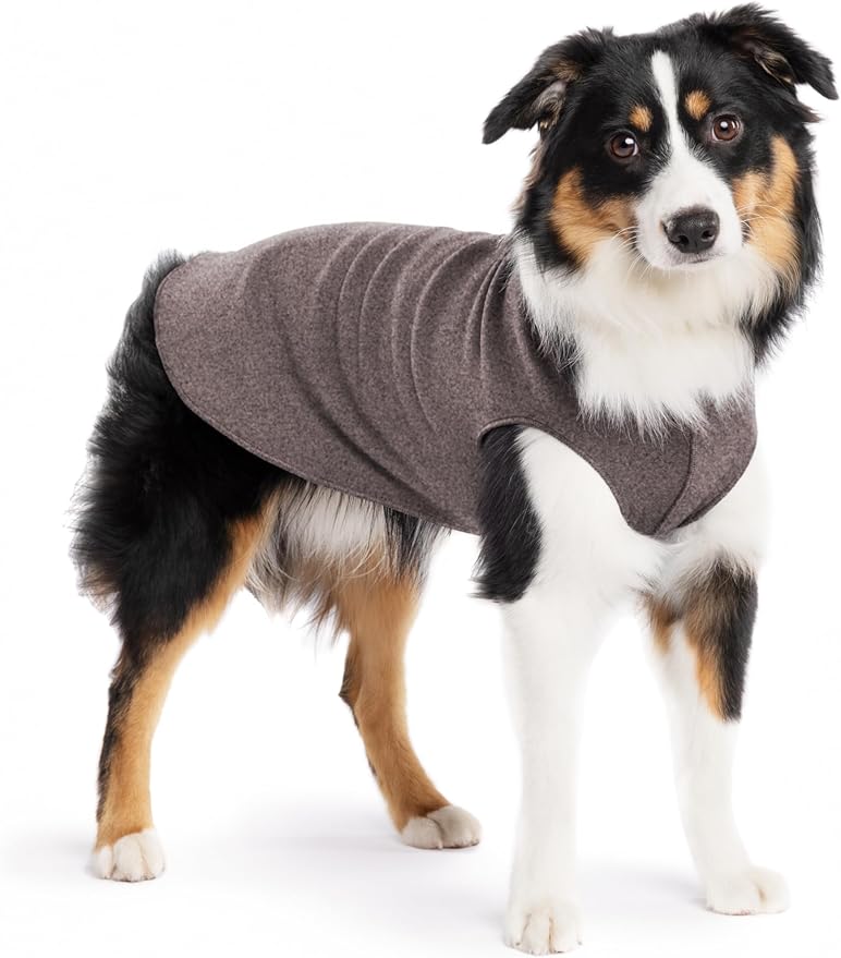 Stretch Fleece Dog Coat, Stretchy Pet Sweater, Machine Washable Pullover for Winter and Fall, Charcoal, 14