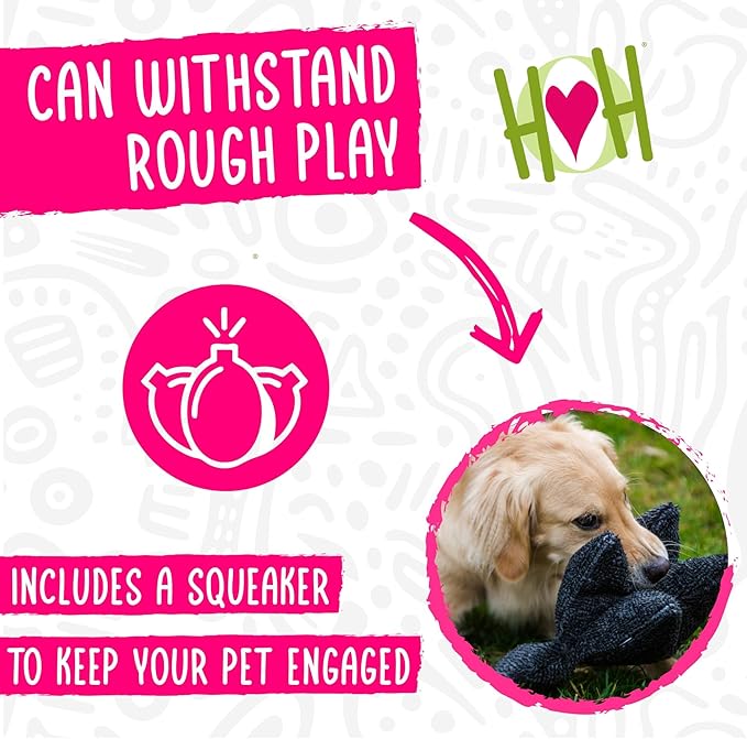 HuggleHounds Plush Dog Toys For Large Dogs & Aggressive Chewers - Squeaky Dog Toy - Soft Extra Durable Stuffed Pet Toy - Fluffy Knotless Puppy Toys - Best For All Breed | Squooshie Bunny