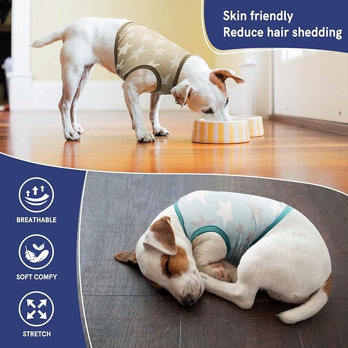 Dog Shirts Quick Dry Summer Cooling Star Printing Dogs T-Shirt,Deep Green+Light Blue XL