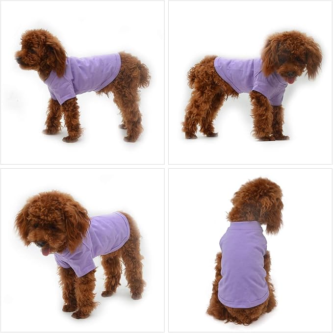 Lovelonglong 2019 Pet Clothing Dog Costumes Basic Blank T-Shirt Tee Shirts for Small Dogs Violet M
