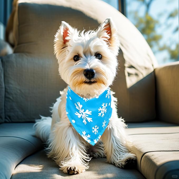 10PCS Dog Bandanas Winter for Xs Small Breed Dog Snow Forest Ice PineTree Kerchief Triangle Bibs Head Scarves for Boys and Girls Grooming Accessories Costume