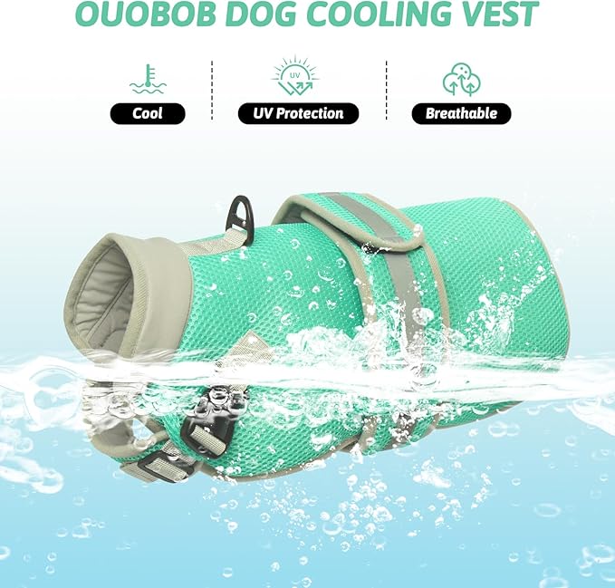 Dog Cooling Vest for Large Dogs,Lightweight Cooling Dog Jacket,Breathable Mesh Dogs Shirt Harness Vest with Adjustable Straps Reflective Stripe for Hot Weather with D-Ring for Beach,Hiking,L