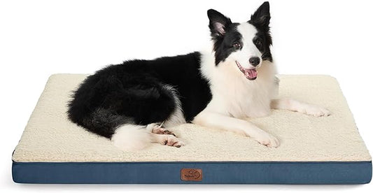 Bedsure Large Dog Bed for Crate - Orthopedic Waterproof Pet Beds with Removable Washable Cover, Egg Crate Foam Crate Mat, Suitable for Pet Up to 50 lbs