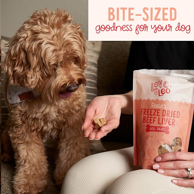 Love Leo Freeze Dried Beef Liver Dog Treats (2 Pack) – Single Ingredient - Without Additives and Fillers – All-Natural Grain Free Dried Liver Dog Treats for Training