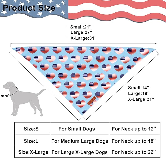 ADOGGYGO 4th of July Dog Bandanas, American Flag Pet Scarf, Multi Size Offered, White Blue Flag Bandana for Small Dogs Pets (Small)