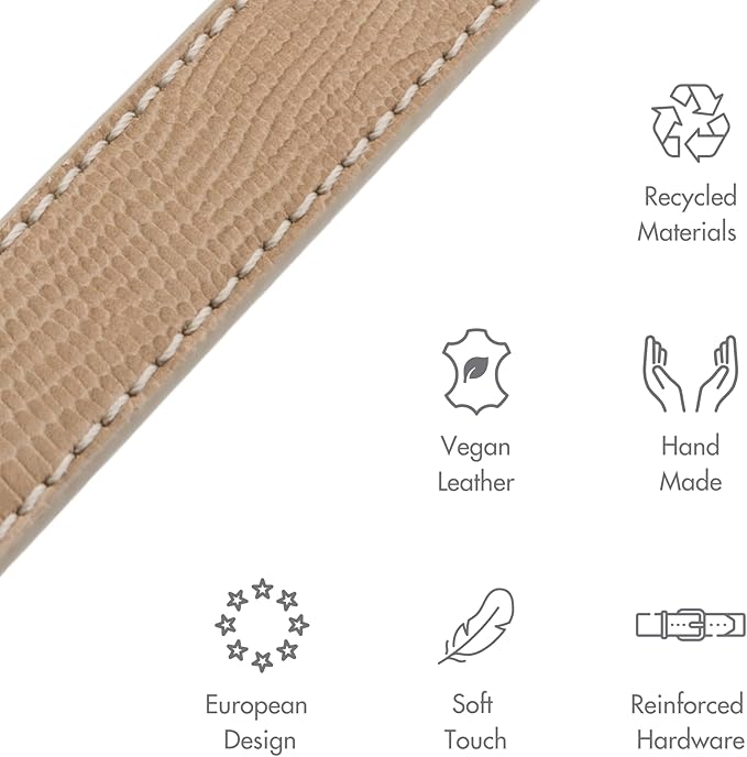 Milan Vegan Leather Dog Collar - Luxury Cute Dog Collar with Adjustable Buckle - Soft Padded Collar, Round Leather Dog Collar for Extra Small, Small, Medium, and Large Dogs - Beige, XS