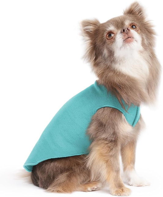Stretch Fleece Dog Coat, Stretchy Pet Sweater, Machine Washable Pullover for Winter and Fall, Turquoise, 6
