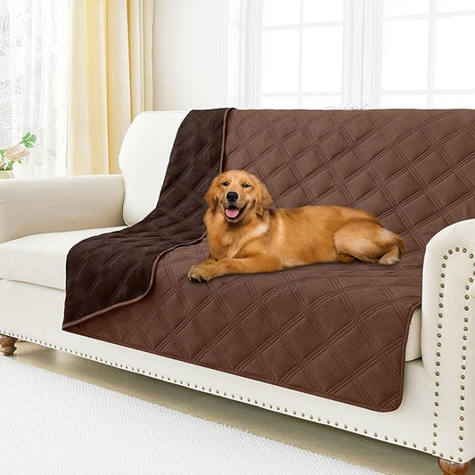 Smiry Waterproof Dog Bed Cover Blanket 68x82, Soft Reversible Pet Blanket, Washable Leakproof Cats Dogs Couch Cover for Sofa, Couch, Furniture, Brown/Chocolate
