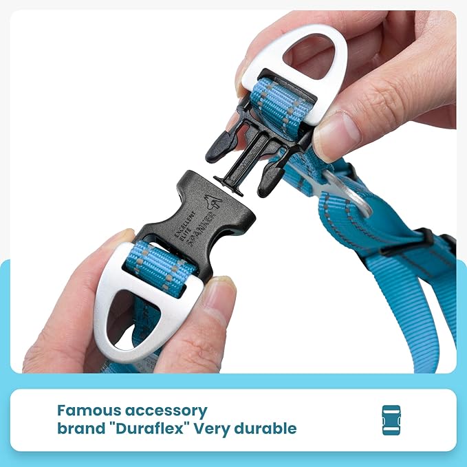 EXCELLENT ELITE SPANKER No Pull Dog Harness Adjustable Nylon Step-in Easy Pet Vest Chest Strap with Reflective and Leash Ring for Small Medium Large Breed Dogs Training Walking(Light Blue-M)