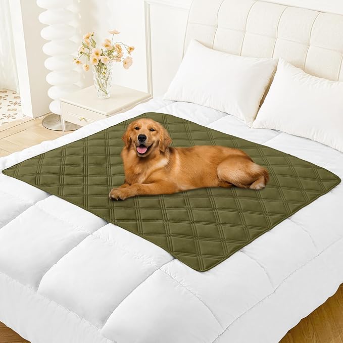 Smiry Waterproof Dog Bed Cover Blanket 40x50, Soft Reversible Pet Blanket, Washable Leakproof Cats Dogs Couch Cover for Sofa, Couch, Furniture, Green/Navy