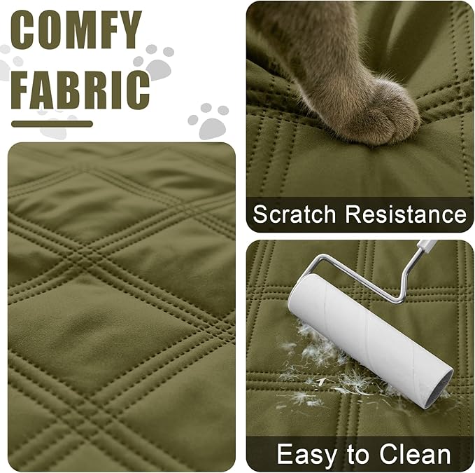 Smiry Waterproof Dog Bed Cover Blanket 82x82, Soft Reversible Pet Blanket, Washable Leakproof Cats Dogs Couch Cover for Sofa, Couch, Furniture, Green/Navy