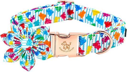 Elegant little tail Dog Collar, Dog Collar with Flower Boy Girl Pet Collar Flowers Soft Durable Dog Flower Collar for X-Small Dogs