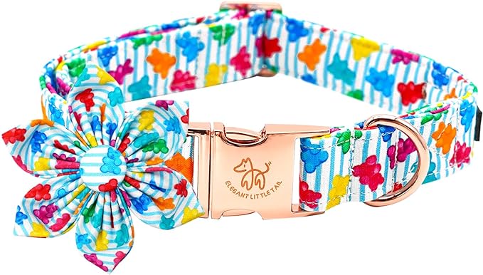 Elegant little tail Dog Collar, Dog Collar with Flower Boy Girl Pet Collar Flowers Soft Durable Dog Flower Collar for Medium Dogs