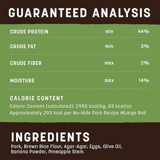 Earth Animal No-Hide Rolls Pork Recipe Large Natural Rawhide Alternative Dog Chews | 3 Count Pack of 1