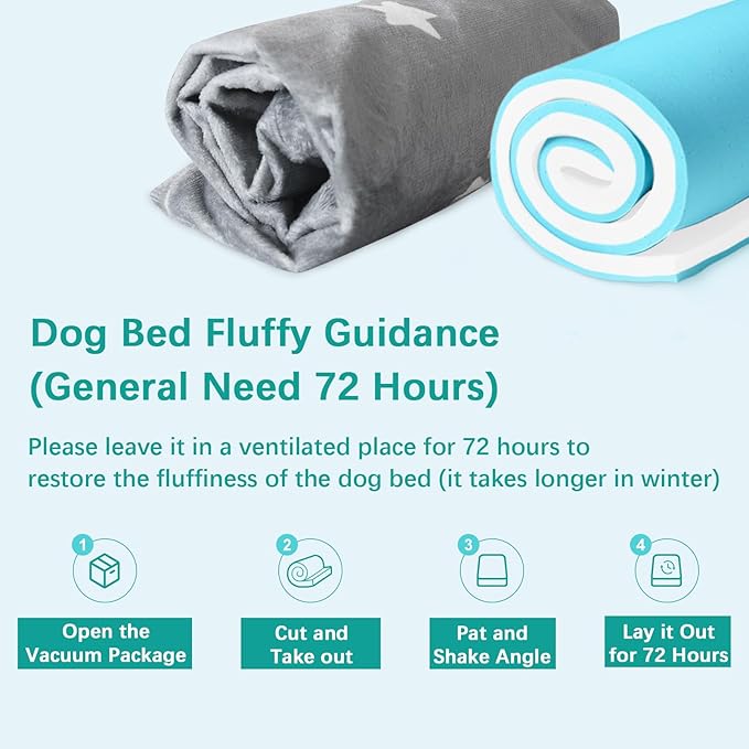 Waterproof Dog Bed for Large Dog, Memory Foam Orthopedic Dogs Beds & Furniture for Large Sized Dogs, Anti-Slip & Washable Puppy Mat for Sleeping, Plush Flannel Top Pet Beds, Grey