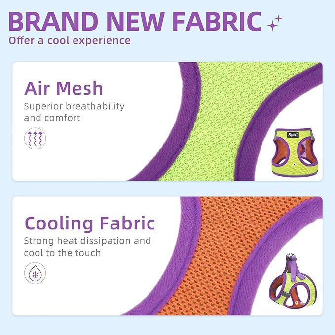 PUPTECK Adjustable Dog Harness Collar and Leash Set Step in No Pull Pet Harness for Small Medium Dogs Puppy and Cats Outdoor Walking Running, Soft Mesh Padded Reflective Vest Harnesses, GreenYellow L