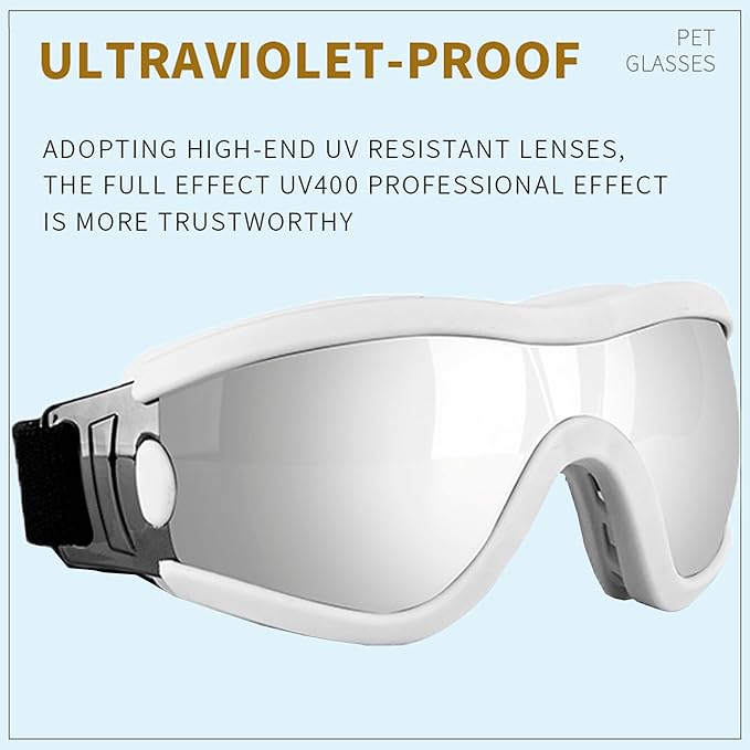 Small Dog Sunglasses with Adjustable Strap UV Protection, Winproof Puppy Sunglasses, Suitable for Dogs Eyes Protection，Soft Dog Goggles