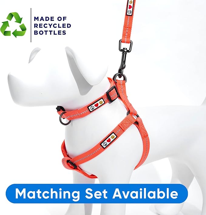 Pawtitas Recycled Dog Harness with Reflective Stitched a Puppy Harness Made from Plastic Bottles Collected from Oceans Extra Small Living Coral