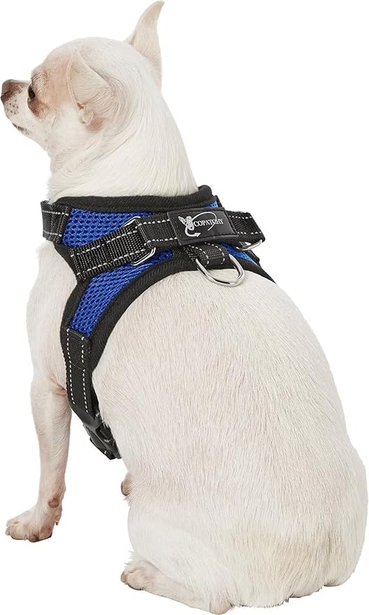 No Pull Reflective Adjustable Dog Harness With Handle- Comfortable Soft All Weather Mesh, Easy On Puppy Harness For Small Medium and Large Dogs (Blue) X-Small