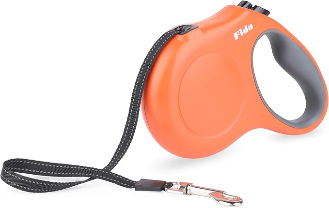 Fida Retractable Dog Leash, 16ft Heavy Duty Pet Walking Leash for Small Dog or Cat up to 26 lbs, Tangle Free. One-Hand Brake (Small,Orange)