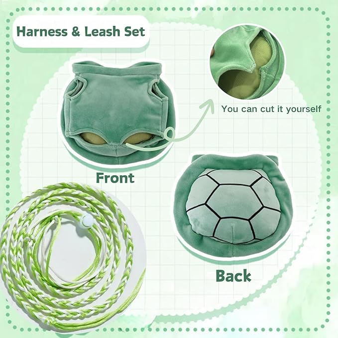 Pet Squirrel Harness and Leash Set Adorable Cloth Vest with Adjustable Leash for Ferret, Squirrel, Dwarf Chinchilla, Guinea Pig, Fancy Rat (Green)