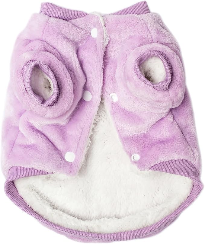 FabriCastle Dog Sweater, Dog Clothes for Small Dogs Girl & Cats, Soft and Warm Pet Coat XXS XS M, Winter Pet Jacket, Doggy Apparel Costumes, Fleece Female Puppy Outfits Snap On (Lavender, X-Large)
