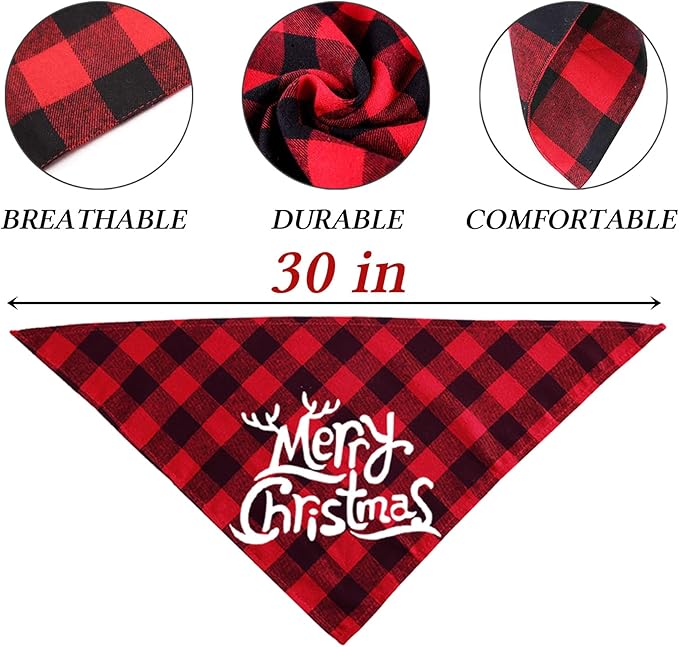 STMK 3 Pack Holiday Dog Bandanas, Halloween Thanksgiving Day Christmas Dog Bandanas Trick or Treat Turkey Taster Merry Christmas Holiday Dog Bandana for Large Dogs Costumes (Large)