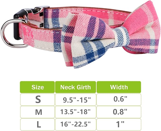 Faleela Soft &Comfy Bowtie Dog Collar,Detachable and Adjustable Bow Tie Collar,for Small Medium Large Pet (Large(Pack of 1), Pink)
