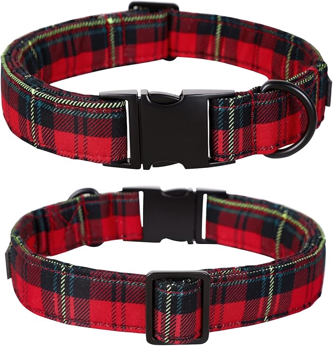 Lionet Paws Christmas Dog Collar with Flower, Dog Flower Collar with Metal Buckle for Dogs, Adjustable Comfortable Dog Collar Girl Gift, S, Neck 10-16 in