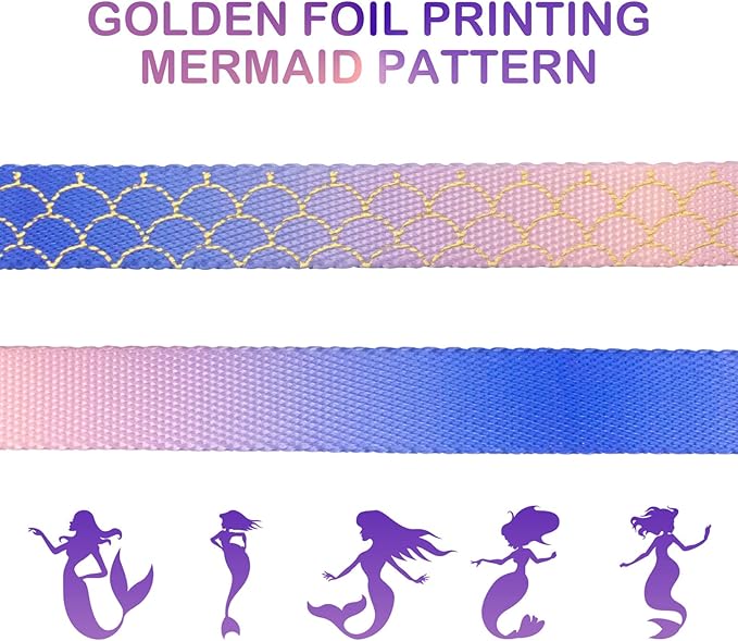 azuza Bowtie Dog Collar Mermaid, Soft & Comfy Dog Collar with Removable Bow Gradient Color Size Adjustable Dog Collars for Medium Dogs