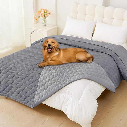 Smiry Waterproof Dog Bed Cover Blanket, Soft Reversible Pet Blanket, Washable Leakproof Cats Dogs Couch Cover for Sofa, Couch, Furniture (82x120 Inch, Grey/Light Grey)
