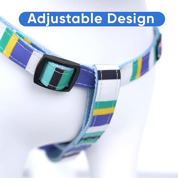 Pawtitas Pet Adjustable Solid Color Step in Puppy/Dog Harness 6 feet Matching Collar and Harness Sold Separately Small Blue/Teal/Yellow Multicolor