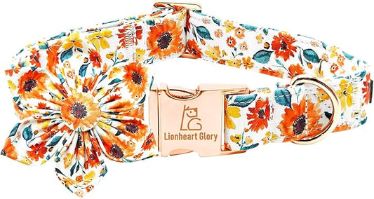 Lionheart glory Dog Collar Flowers Collar Floral Dog Collar with Flower Spring Summer Cute Collar Dog Boy or Girl Dog Collars Soft Durable Adjustable Dog Collars for Small Dogs