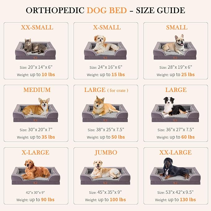 Comfort Expression Small Dog Beds Waterproof Orthopedic Foam Sofa Beds for Small Dogs Comfy Pet Bed with Washable Removable Cover & Non-Slip Bottom(XX-Small,Purple)
