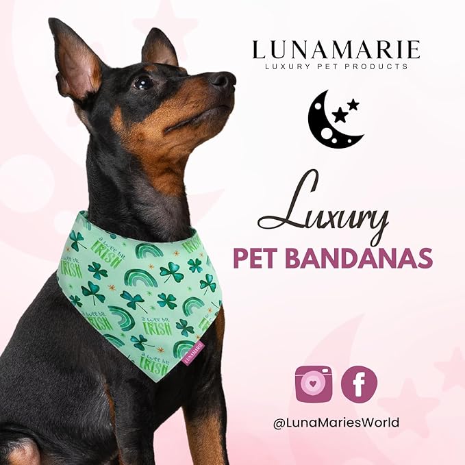 Luxury Pet Birthday Bandanas -Premium & Silky Poly Fabric | 100% Handmade | Custom Shape Dual Layered (A Wee Bit Irish, Small)