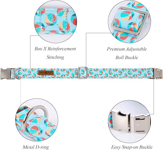 Lionet Paws Summer Dog Collar with Bowtie - Cute Cotton Detachable Bowtie Dog Collar with Metal Buckle for Large Dog Girl Boy, L, Neck 16-24in