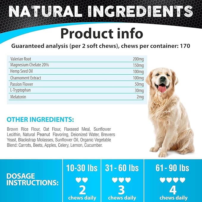 FURALAND Hemp Calming Chews for Dogs Anxiety - 170 Dog Calming Treats - Anxiety Relief Treats - Hemp Oil - Sleep Aid - Advanced Health Joint Support Supplement - Made in USA