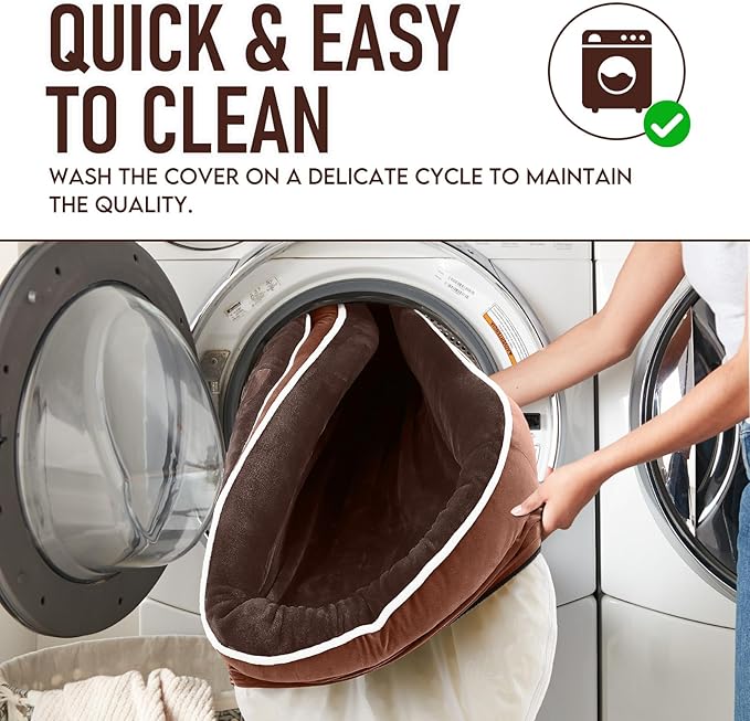 OhGeni Orthopedic Big Dog Couch X-Large Sized Pet Beds for Fathers Gifts with Comfort Foam Support, Soft Indestructible Fabric, Machine Washable Waterproof Removable Cover, 42-Inch (Brown)